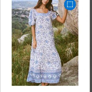 Spell and Gypsy Folk Song Square Neck Gown  Extra Small in Blue